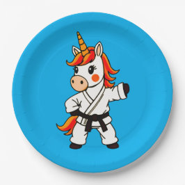 Karate und Unicorn Pappteller