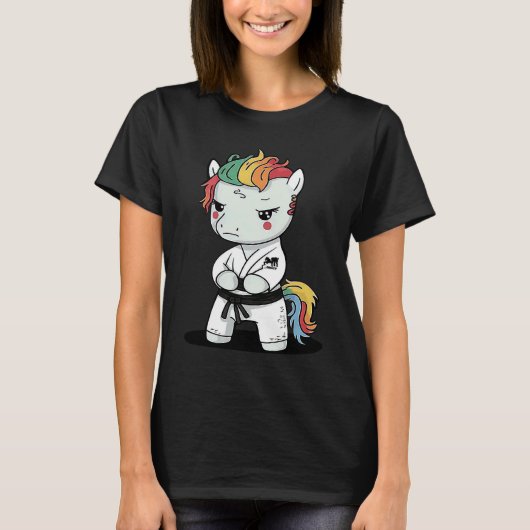 Karate Unicorn in Keikogi Japanese Karateka T-Shirt (Vorderseite)