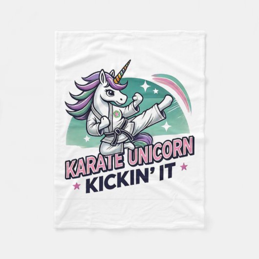 Karate Unicorn Kickin' It Martial Arts Fleecedecke (Vorderseite)