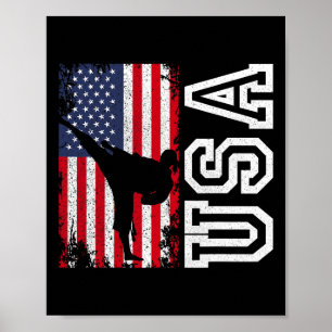 Karate USA-Flagge 4. Juli Patriotisch Amerikanisch Poster