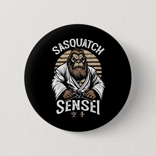 Karate Warrior Legend Sasquatch Sensei Bigfoot Mar Button (Vorderseite)