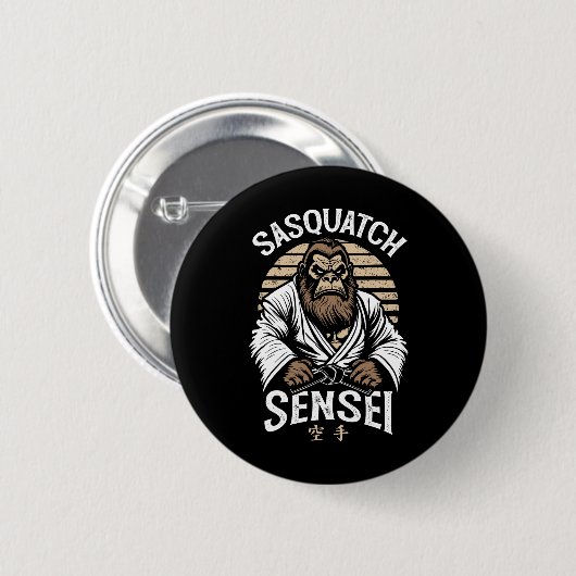 Karate Warrior Legend Sasquatch Sensei Bigfoot Mar Button (Vorne & Hinten)