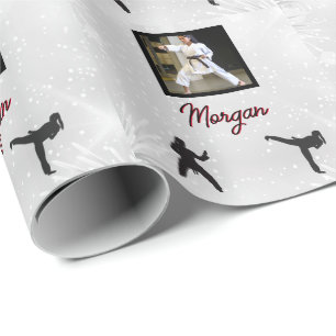 Karate-Weihnachtspapier mit Foto & Name Geschenkpapier