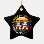 Karate-Werte - Niedliche Sparring-Fox-Silhouetten Keramik Ornament (Vorne)