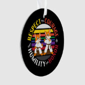 Karate-Werte - Niedliche Sparring-Fox-Silhouetten Ornament (Vorderseite)