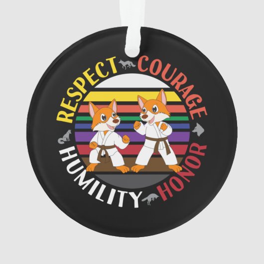 Karate-Werte - Niedliche Sparring-Fox-Silhouetten Ornament (Rückseite)