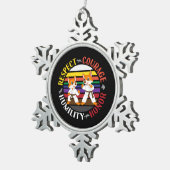 Karate-Werte - Niedliche Sparring-Fox-Silhouetten Schneeflocken Zinn-Ornament (Rechts)