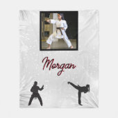 Karate Winter Wonder Personalisiertes Foto & Name Fleecedecke (Vorderseite)