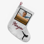 Karate Winter Wonder Personalisiertes Foto & Name Großer Weihnachtsstrumpf (Vorderansicht (hängend))