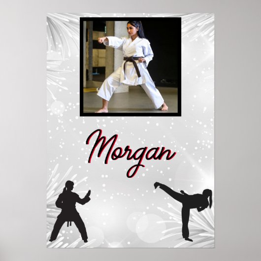 Karate Winter Wonder Personalisiertes Foto & Name Poster (Vorne)
