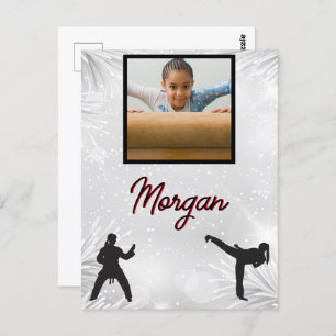 Karate Winter Wonder Personalisiertes Foto & Name Postkarte