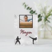 Karate Winter Wonder Personalisiertes Foto & Name Postkarte (Stehend Vorderseite)