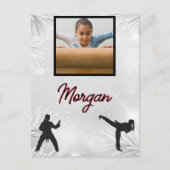 Karate Winter Wonder Personalisiertes Foto & Name Postkarte (Vorderseite)