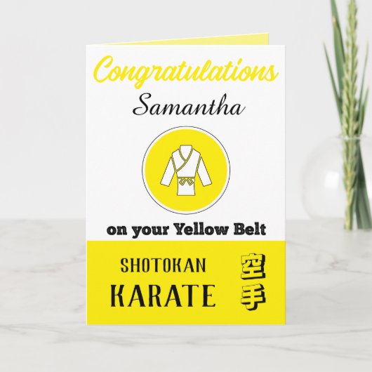 Karate Yellow Belt Werbeaktion Glückwunschkarte Dankeskarte (Vorderseite)