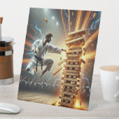 Karateka Breaking Boards - Dynamic Martial Arts Ho Sockelschild (In Situ)