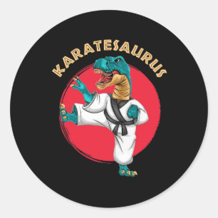 Karatesaurus Funny Karate Dinosaur Runder Aufkleber