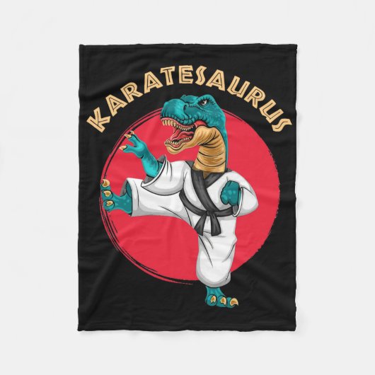 Karatesaurus Lustiger Karate Dinosaur  Fleecedecke (Vorderseite)