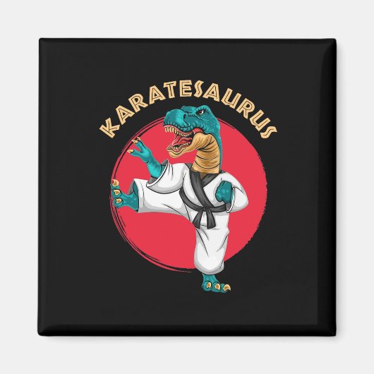 Karatesaurus Lustiger Karate Dinosaur  Magnet (Vorne)