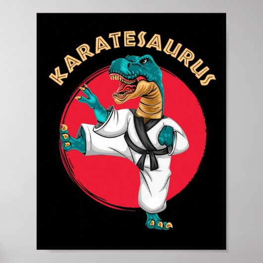 Karatesaurus Lustiger Karate Dinosaurier  Poster (Vorne)