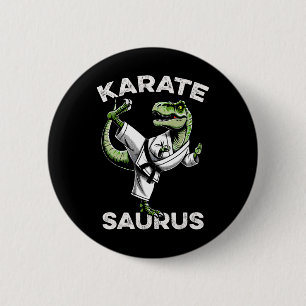 Karatesaurus T-rex Karate Dino Funny Dinosaur Mart Button
