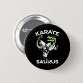 Karatesaurus T-rex Karate Dino Funny Dinosaur Mart Button (Vorne & Hinten)