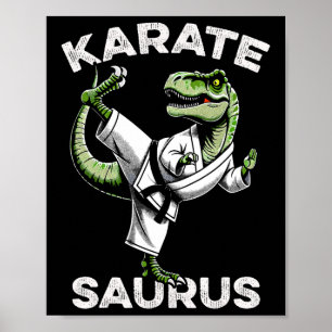 Karatesaurus T-Rex Karate Dino Lustiger Dinosaurie Poster