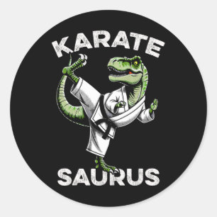 Karatesaurus T-Rex Karate Dino Lustiger Dinosaurie Runder Aufkleber