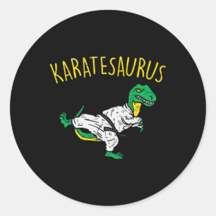 Karatesaurus Trex Karate Funny Dinosaur Martial Ar Runder Aufkleber