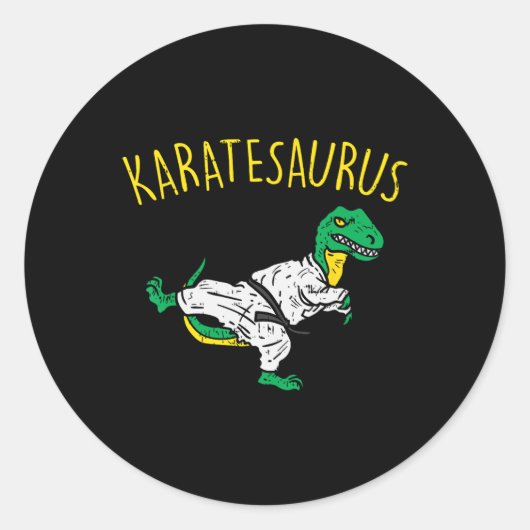 Karatesaurus Trex Karate Funny Dinosaur Martial Ar Runder Aufkleber (Vorderseite)