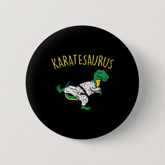 Karatesaurus Trex Karate Lustiger Dinosaurier Mart Button (Vorderseite)