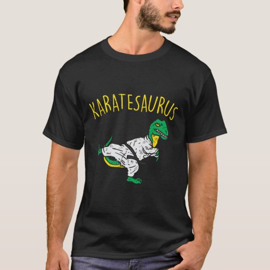 Karatesaurus Trex Karate Lustiger Dinosaurier Mart T-Shirt (Vorderseite)