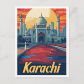 Karatschi Pakistan Art Vintage Reise Illustration Postkarte (Vorderseite)