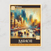 Karatschi, Pakistan | Vintage Malerei Postkarte (Vorderseite)