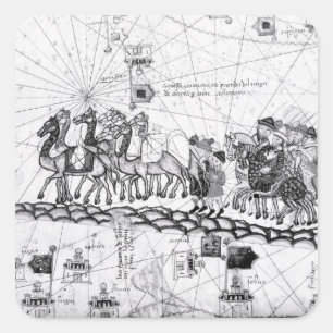 Karawanen überqueren den Ural auf dem Weg Quadratischer Aufkleber