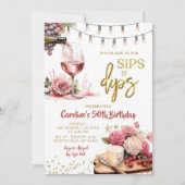 Karcuterine Erwachsene Geburtstagsparty "Sips and  Einladung (Vorderseite)