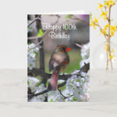 Kardinal 100. Geburtstag Karte (Gelbe Blume)