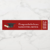 Kardinal Abschluss Gold und Weiß/Farbtöne Wasserflaschenetikett (Einzelnes Label)