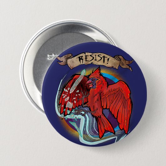 Kardinal als Vogel des Widerstandsstaates Button (Vorne & Hinten)