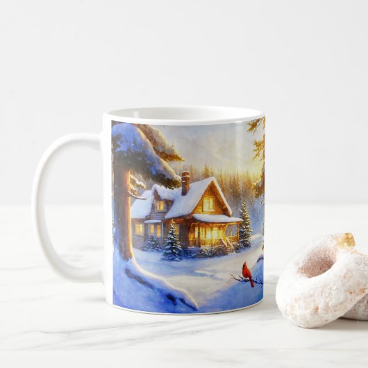 Kardinal an einem Schneetag Kaffeetasse (Mit Donut)