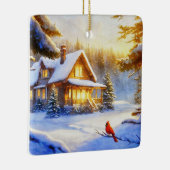 Kardinal an einem Schneetag Keramikornament (Rechts)