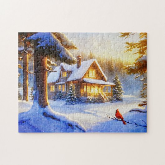 Kardinal an einem Schneetag Puzzle (Horizontal)