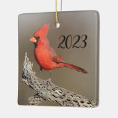 Kardinal an einer Kollabrippe Keramikornament (Links)