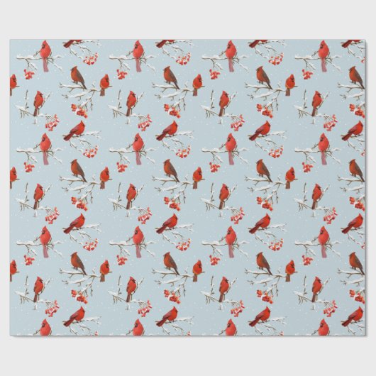 Kardinal an verschneiten Zweigen Geschenkpapier (Flach)