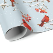 Kardinal an verschneiten Zweigen  Geschenkpapier (Rolleneckpunkt)