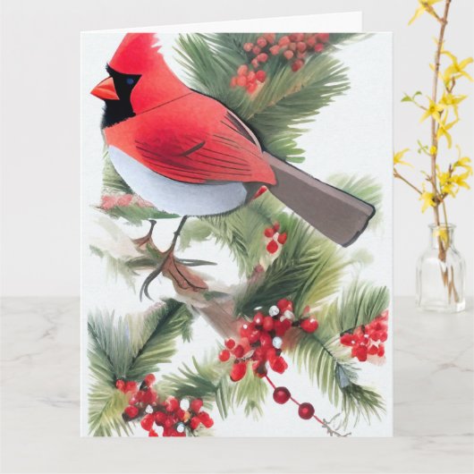 Kardinal Art Card Weihnachtskarte Karte (Gelbe Blume)