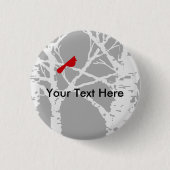 Kardinal auf Birkenbaumniederlassung. Knopf Button (Vorderseite)