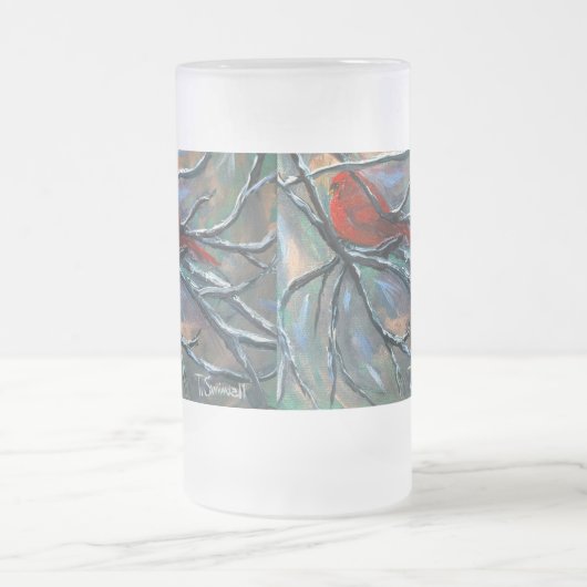 "Kardinal auf den Elchen" mattierte hohe Tasse (Mittel)