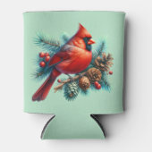 Kardinal auf der Kiefernabzweigung mit den Winterb Dosenkühler (Vorderseite)