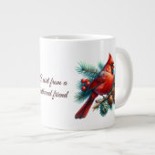 Kardinal auf der Kiefernabzweigung mit den Winterb Jumbo-Tasse (Vorderseite Rechts)