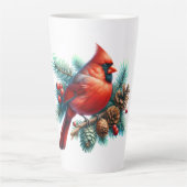 Kardinal auf der Kiefernabzweigung mit den Winterb Milchtasse (Vorderseite)